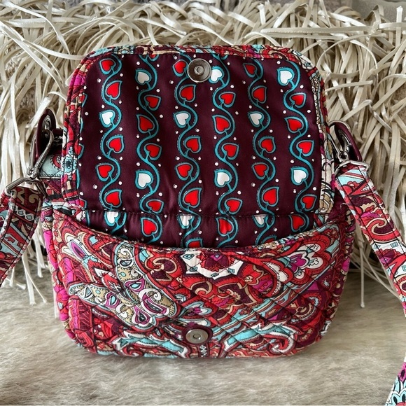 VERA BRADLEY Regal Paisley Convertible Carson Crossbody Floral Red Blue Quilted - Picture 4 of 15